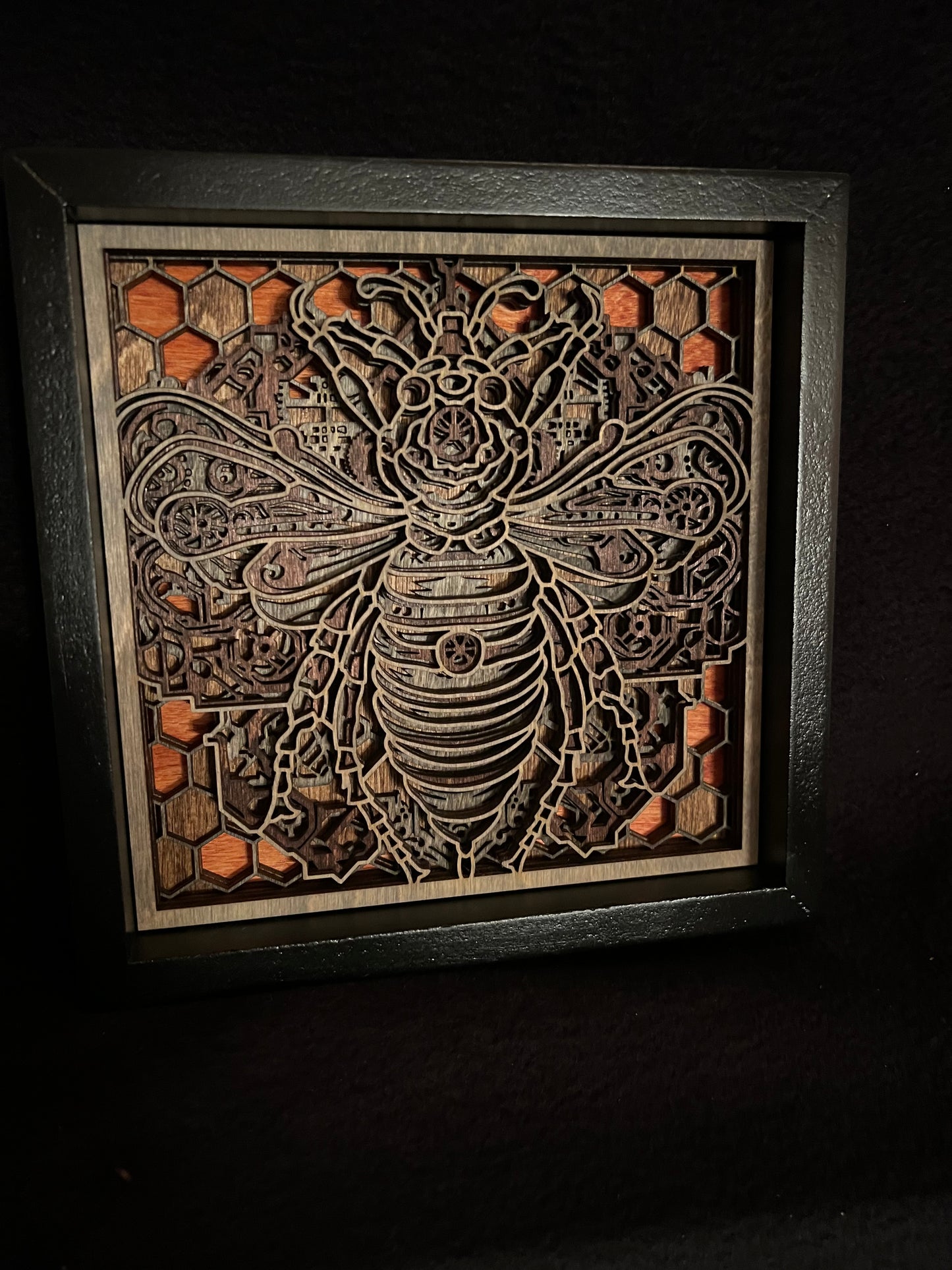 Decor and Gifts Framed Bee Art Dark Bee