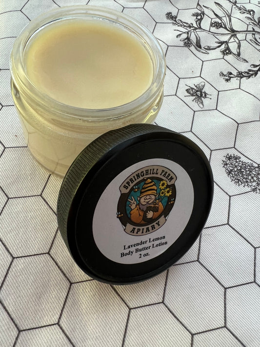 Skin Care - 2 oz Lemon/Lavender Body Butter Lotion Cream in jar with screw on lid