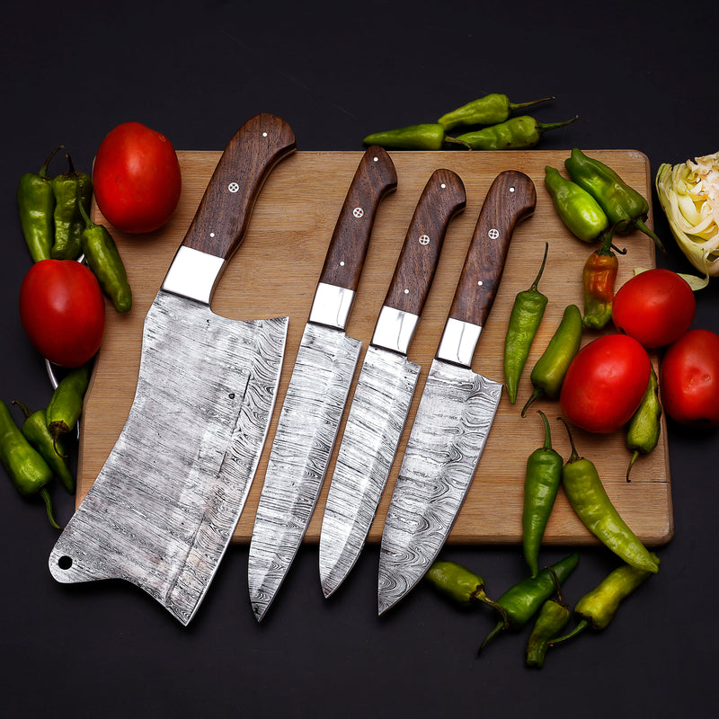 Hand Forged Damascus Steel Professional Chef Knives Set of 8
