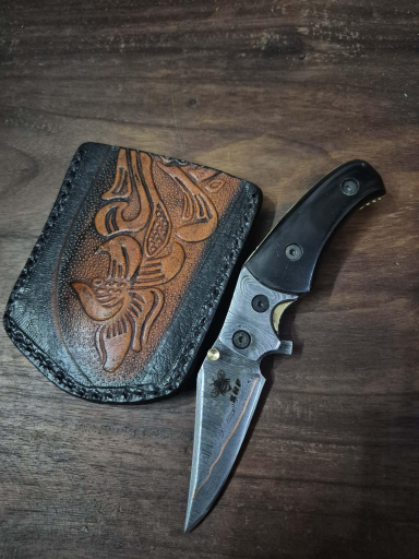 Pocket Knife Under Lock Bison Horn Length 6