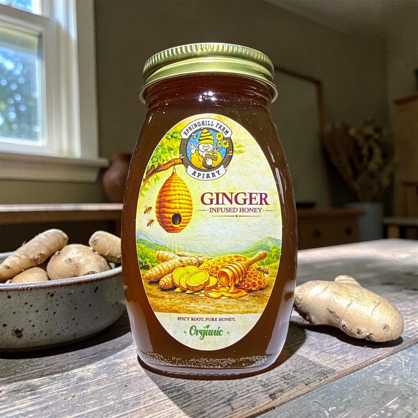Honey Natural 1/2 pint Ginger infused