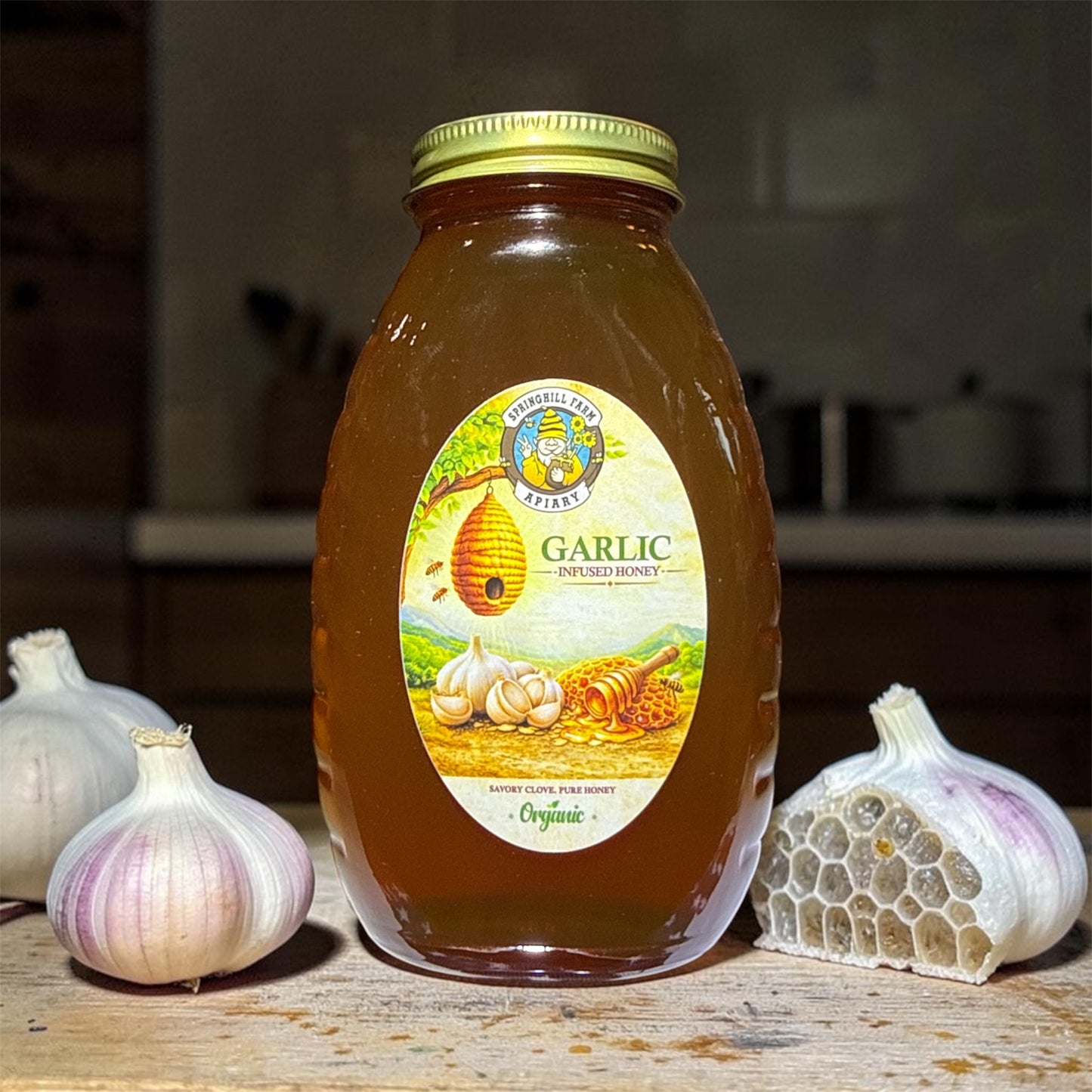 Honey Natural 1 Pint Garlic Infused
