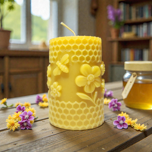 3-inch-Tall Small Bee Large flower Candle