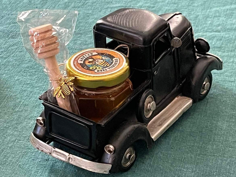 Truck - Antique model truck with 1.5 oz jar of natural Honey with bee charm and honey wand