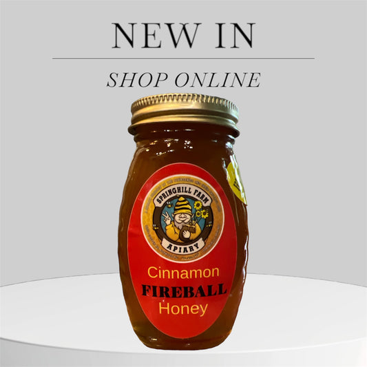 Honey Natural 1/2 pint pound jar of Cinnamon Fireball Infused honey
