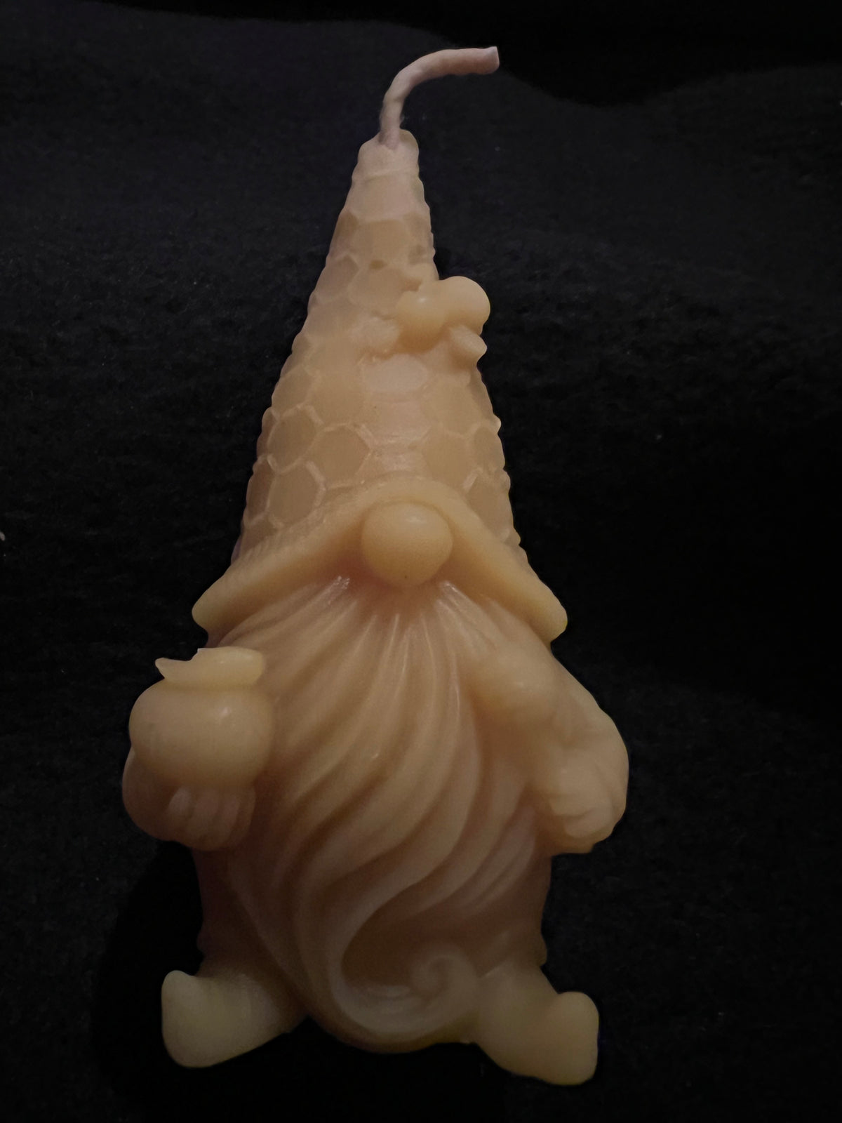 Candle - Natural Beeswax Gnome with Honeycomb Hat