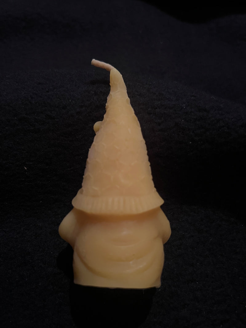 Candle - Natural Beeswax Gnome with Honeycomb Hat