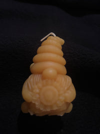 Candle - Natural Beeswax Gnome with Sunflower Candle Front