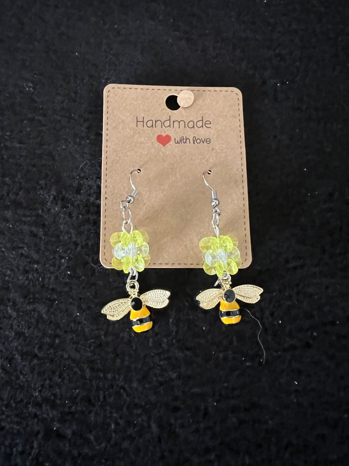 Jewelry - Metal Bees with Yellow and Clear dimensional Beads
