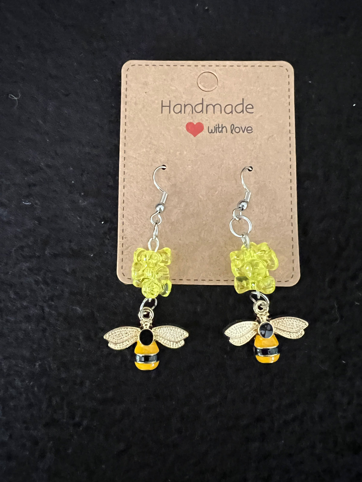 Jewelry - Metal Bees with Yellow Dimensional Beads