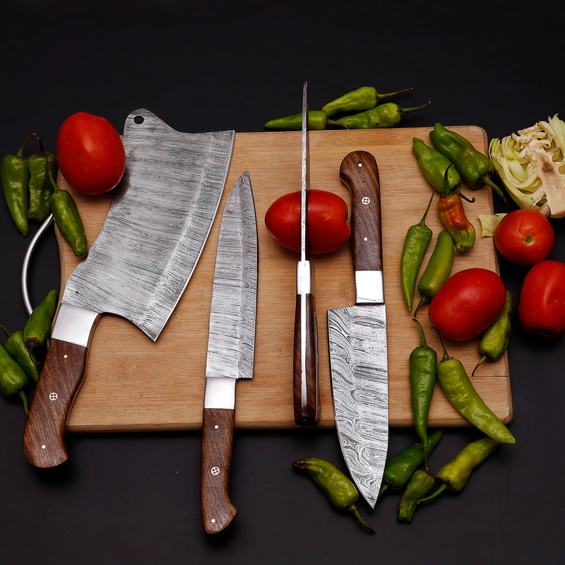 Blade Smith 4 Knife kitchen set with custom Wood Handle
