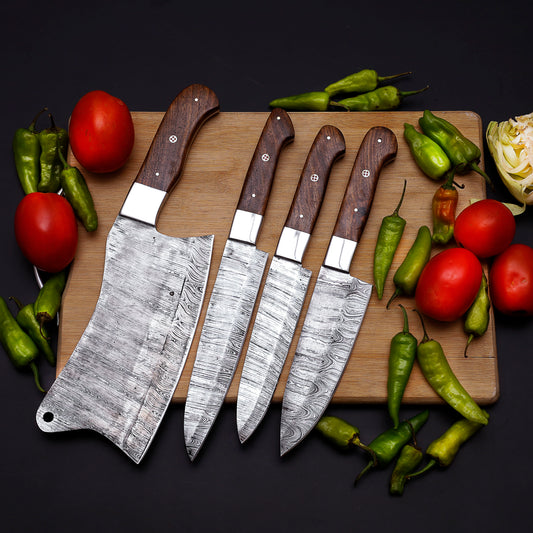 Blade Smith 4 Knife kitchen set with custom Wood Handle