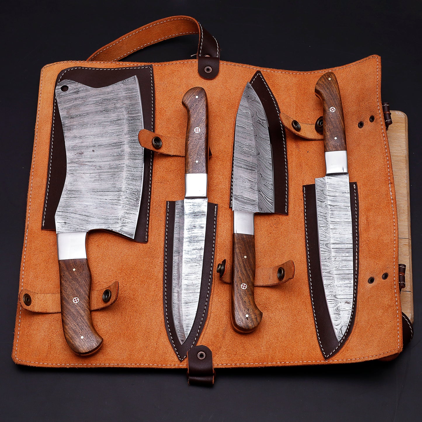 Blade Smith 4 Knife kitchen set with custom Wood Handle