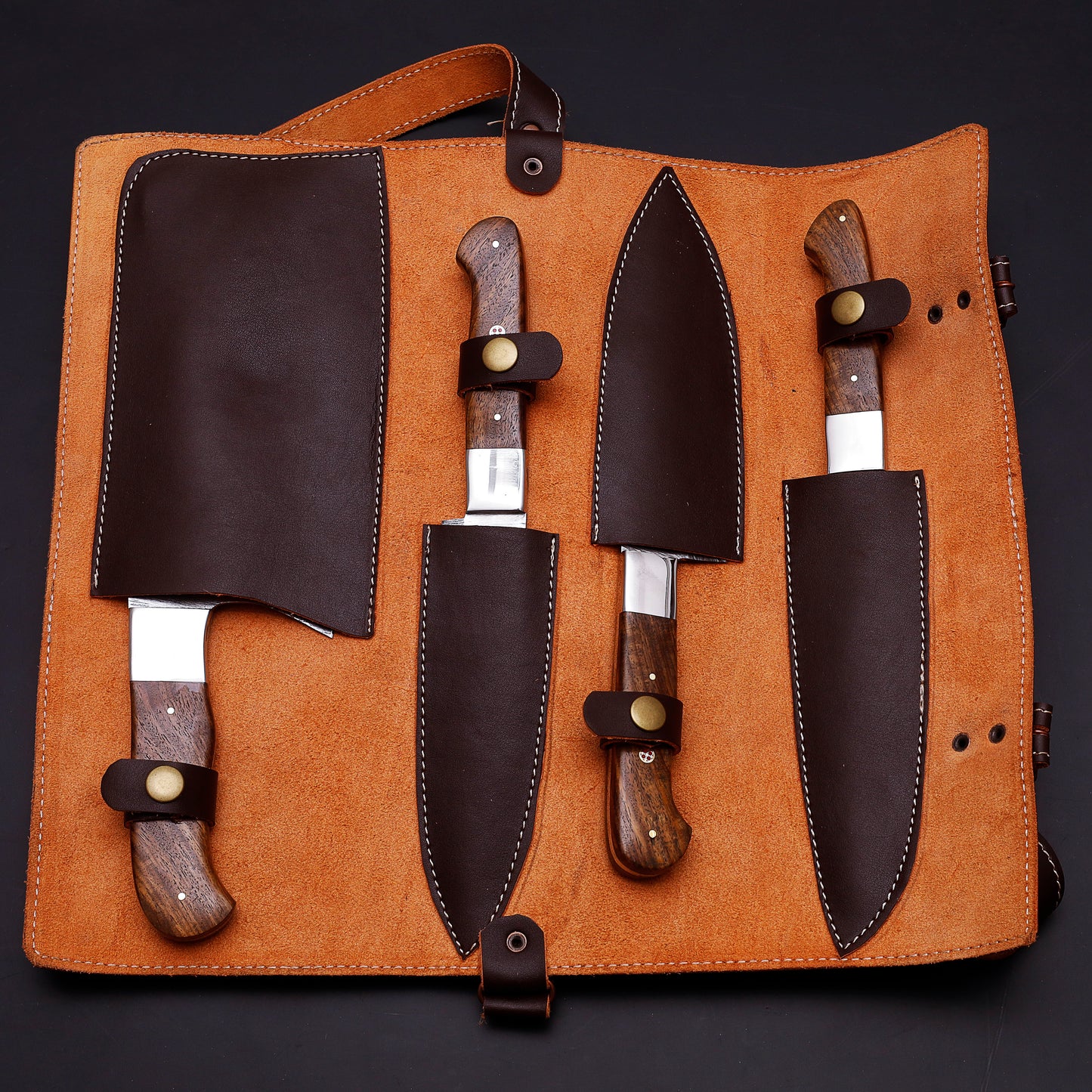 Blade Smith 4 Knife kitchen set with custom Wood Handle