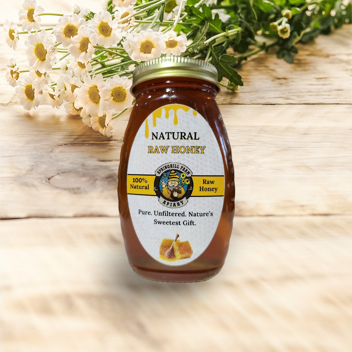 Natural Honey (Half Pint  or approximately 3/4 pound of Honey)