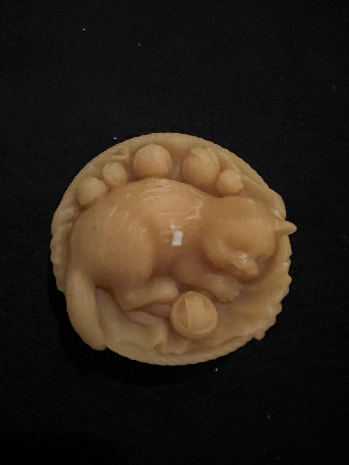 Candle - Natural Beeswax Sleeping Cat in Bed Candle