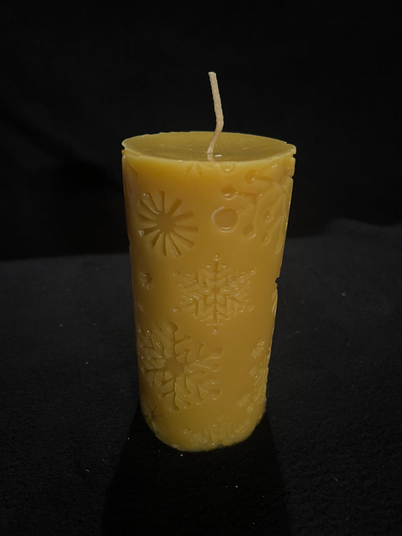 Candle - Beeswax snowflake Pillar Candle