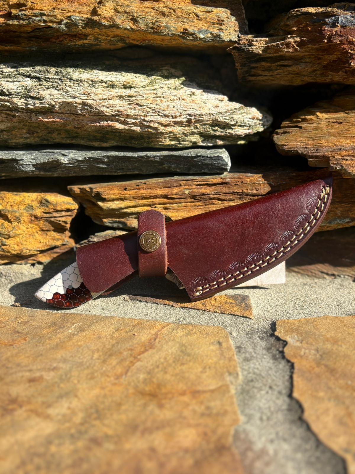 Damascus Steel Gut Hook Knife