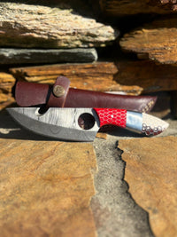 Damascus Steel Gut Hook Knife