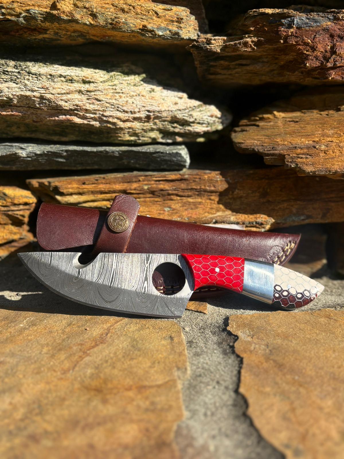 Damascus Steel Gut Hook Knife
