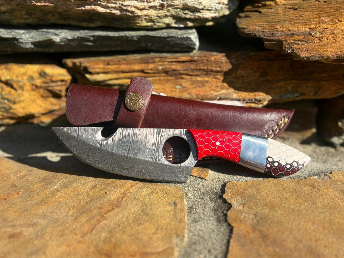 Damascus Steel Gut Hook Knife