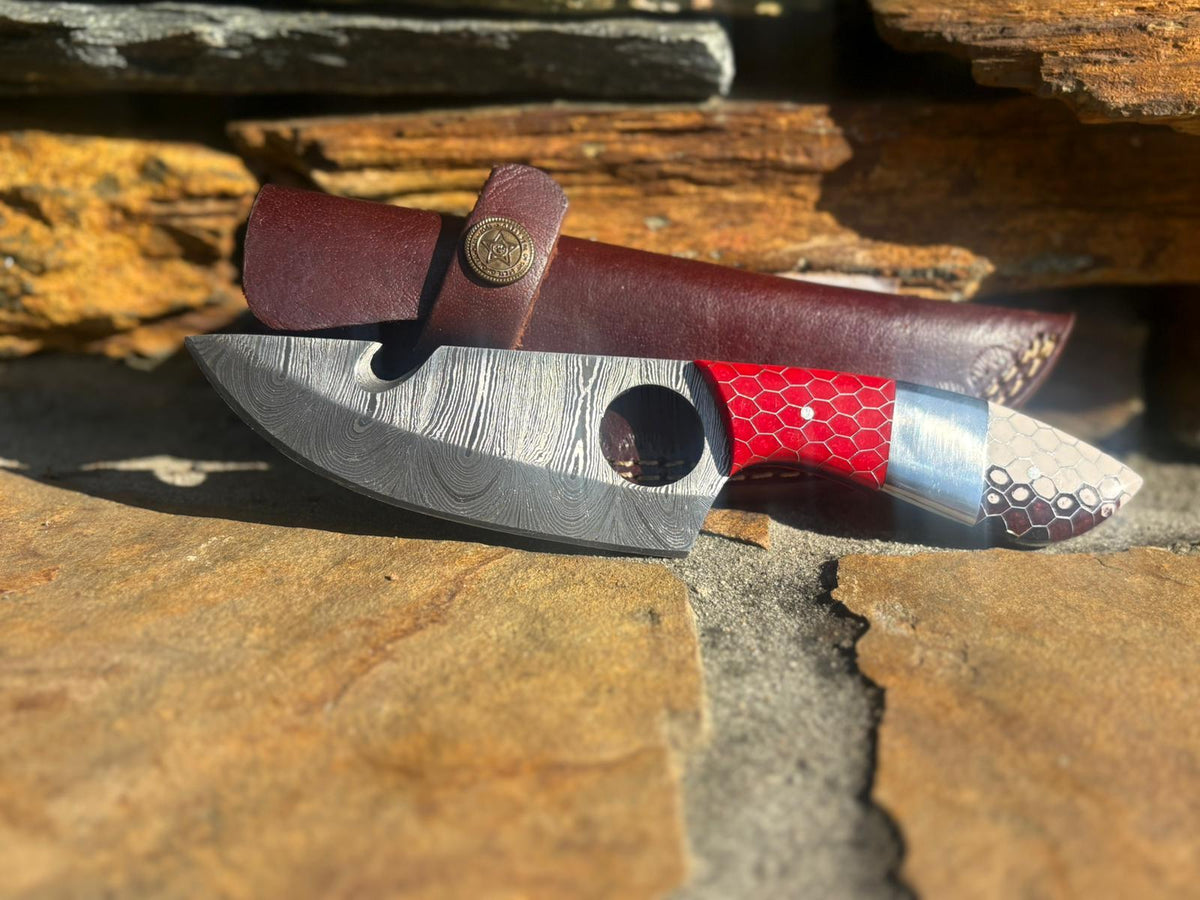 Damascus Steel Gut Hook Knife