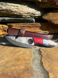 Damascus Steel Gut Hook Knife