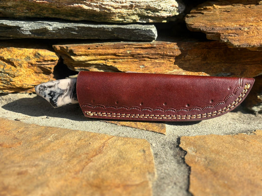 Skinning/EDC Knife - Damascus Steel Blade With Twist Pattern and File Work