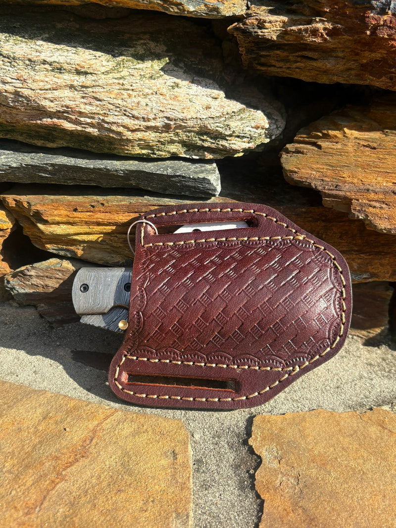 Damascus Steel Under lock Pocket Knife Honeycomb Handle