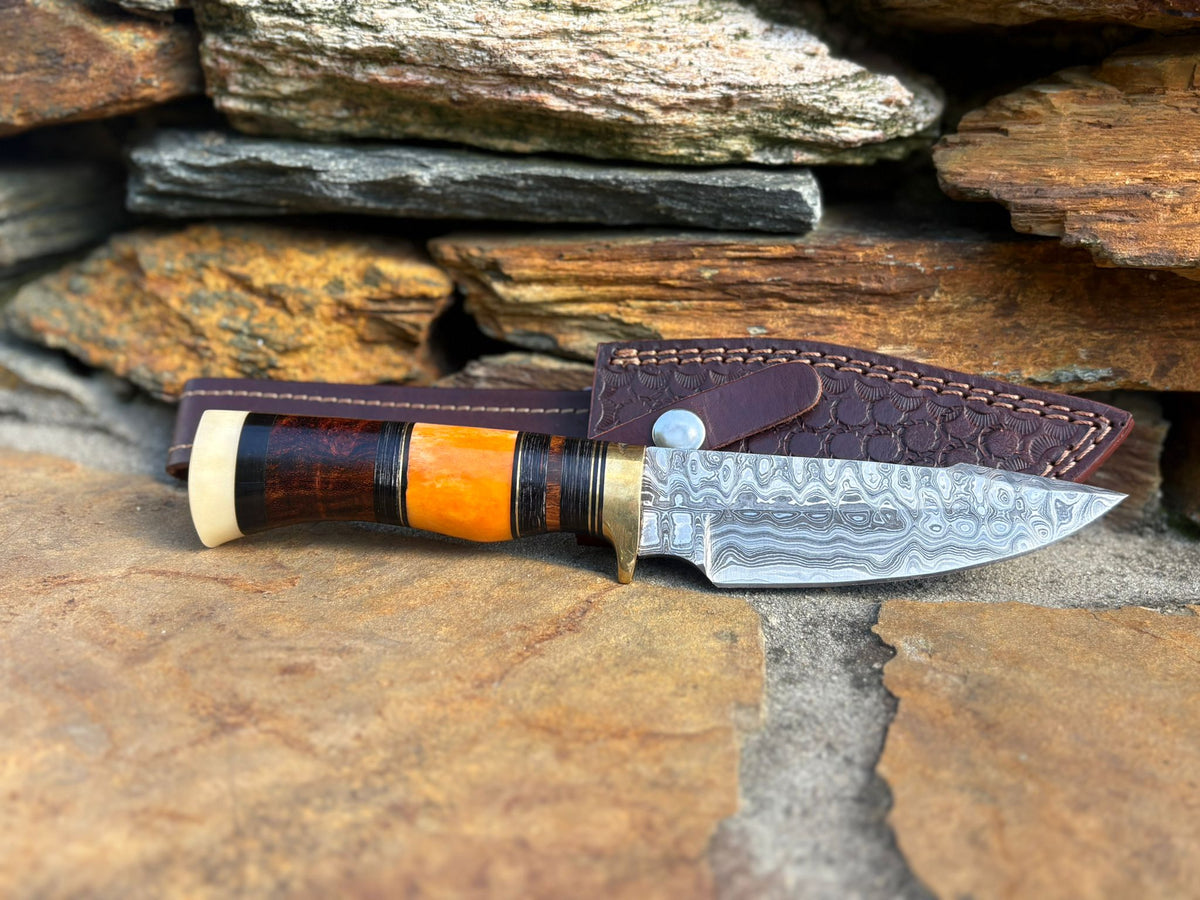 5' Damascus Steel Blade Brass Guard