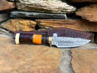 5' Damascus Steel Blade Brass Guard