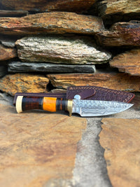 5' Damascus Steel Blade Brass Guard