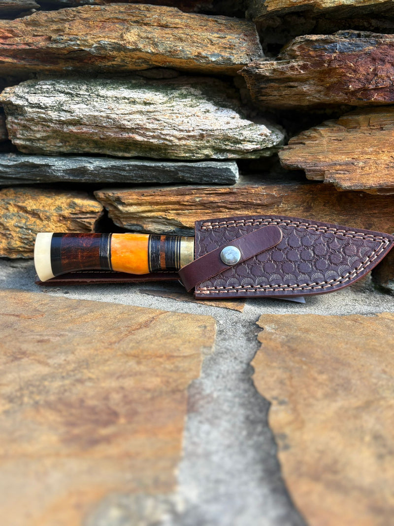 5' Damascus Steel Blade Brass Guard