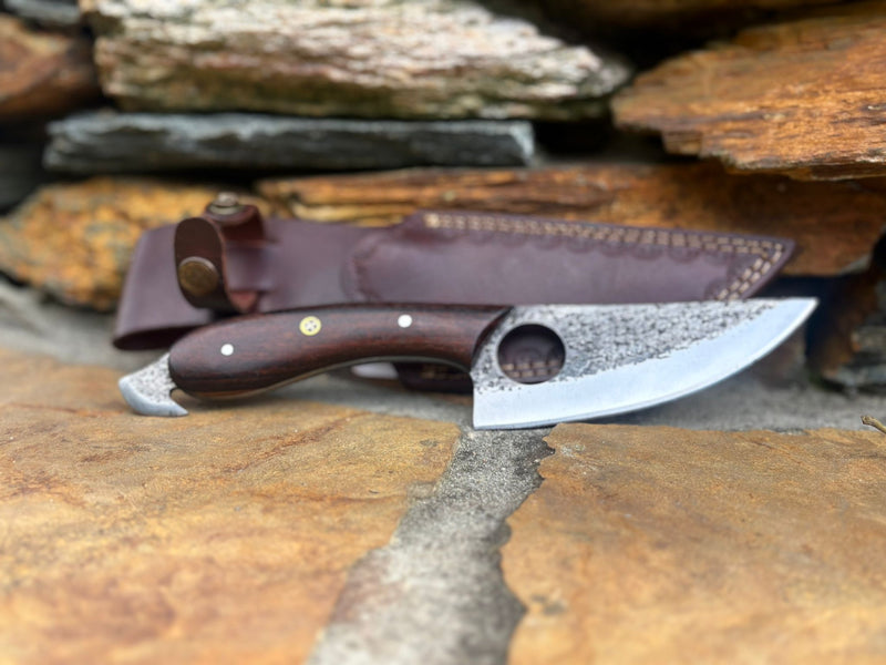 Kitchen Knife - High Carbon Steel Hammered Finish Blade