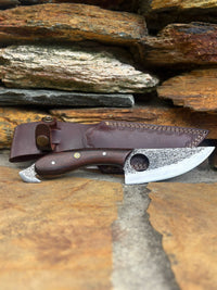 Kitchen Knife - High Carbon Steel Hammered Finish Blade