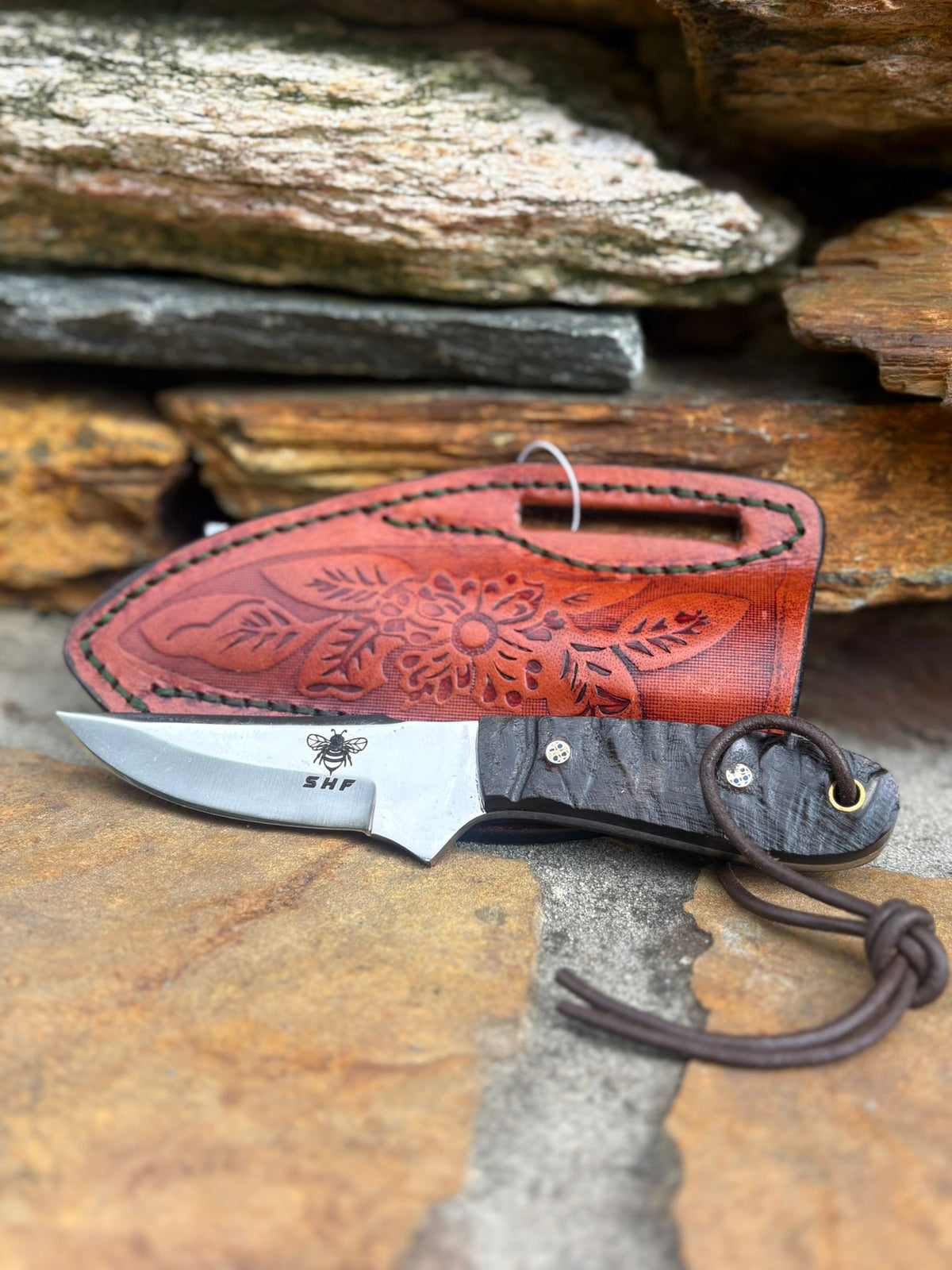 High Carbon Steel EDC/Skinning Knife Buffalo Horn Handle