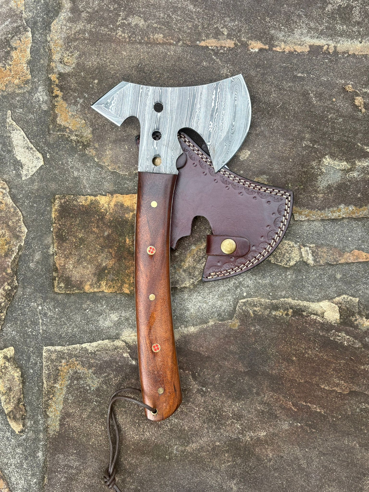 Damascus Steel Camping/Hiking Axe Rosewood Handle