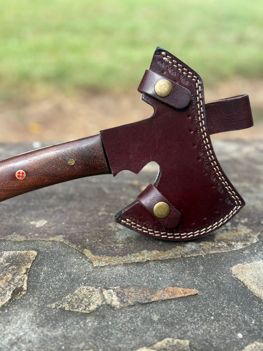 Damascus Steel Camping/Hiking Axe Rosewood Handle