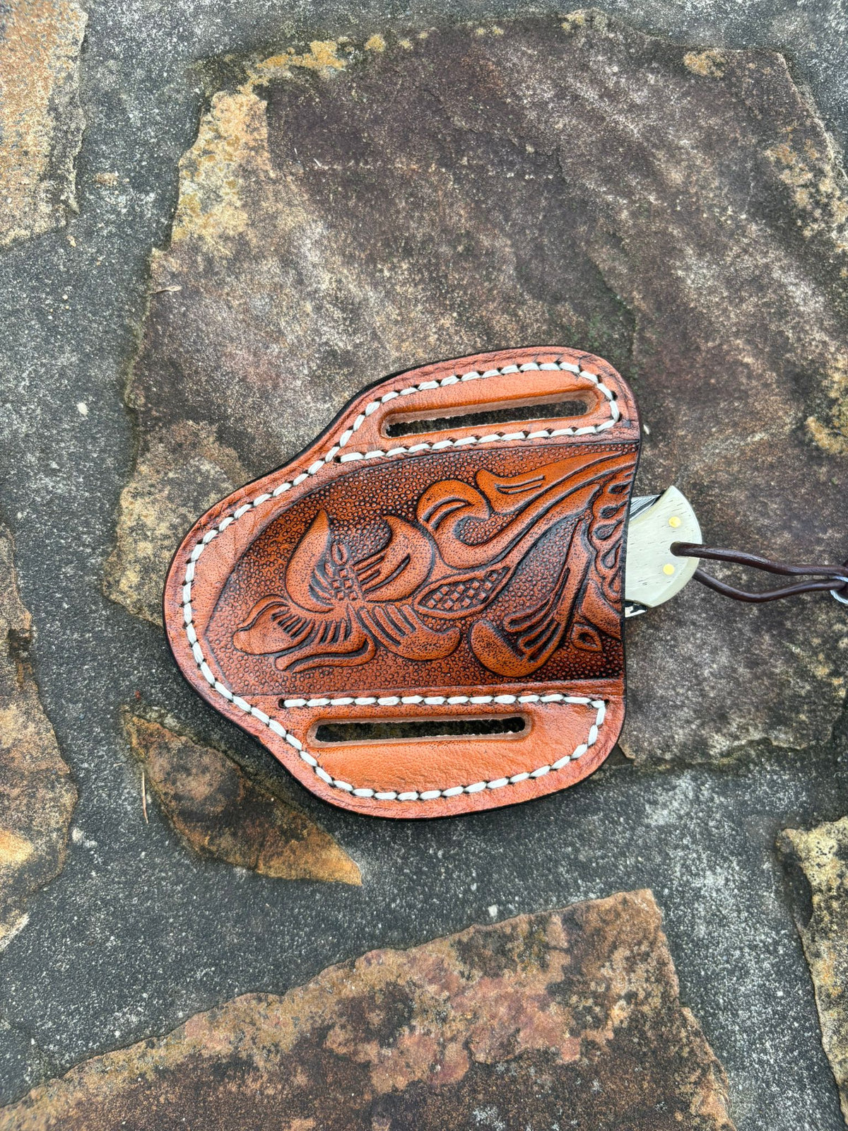 Damascus Steel Back Lock Pocket Knife Bone Handle