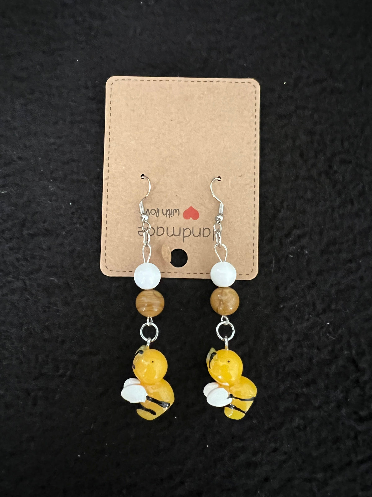 Jewelry - Yellow Bee with Brown and white Beads