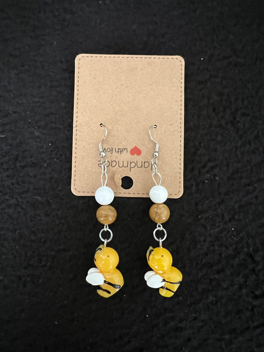 Jewelry - Yellow Bee with Brown and white Beads