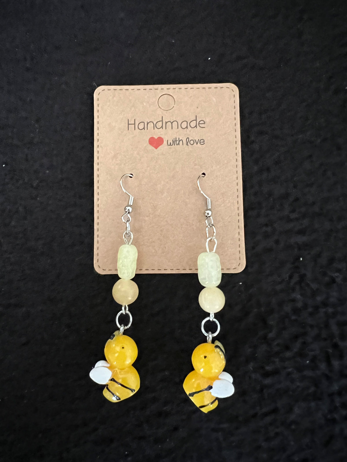 Jewelry - Yellow Bee with beige and Pale Green Beads
