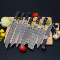 Blade Smith 8 Knife kitchen set with custom Honeycomb Handle