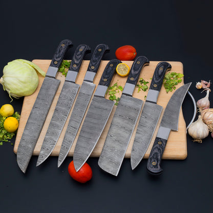 Blade Smith - Custom Honey Comb Handle Damascus Steel Kitchen 7 Knife Set