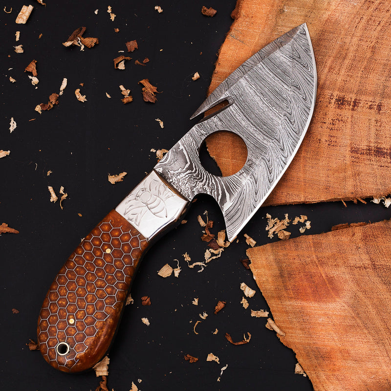 Blade Smith - Gut Hook Knife with Honeycomb Handle