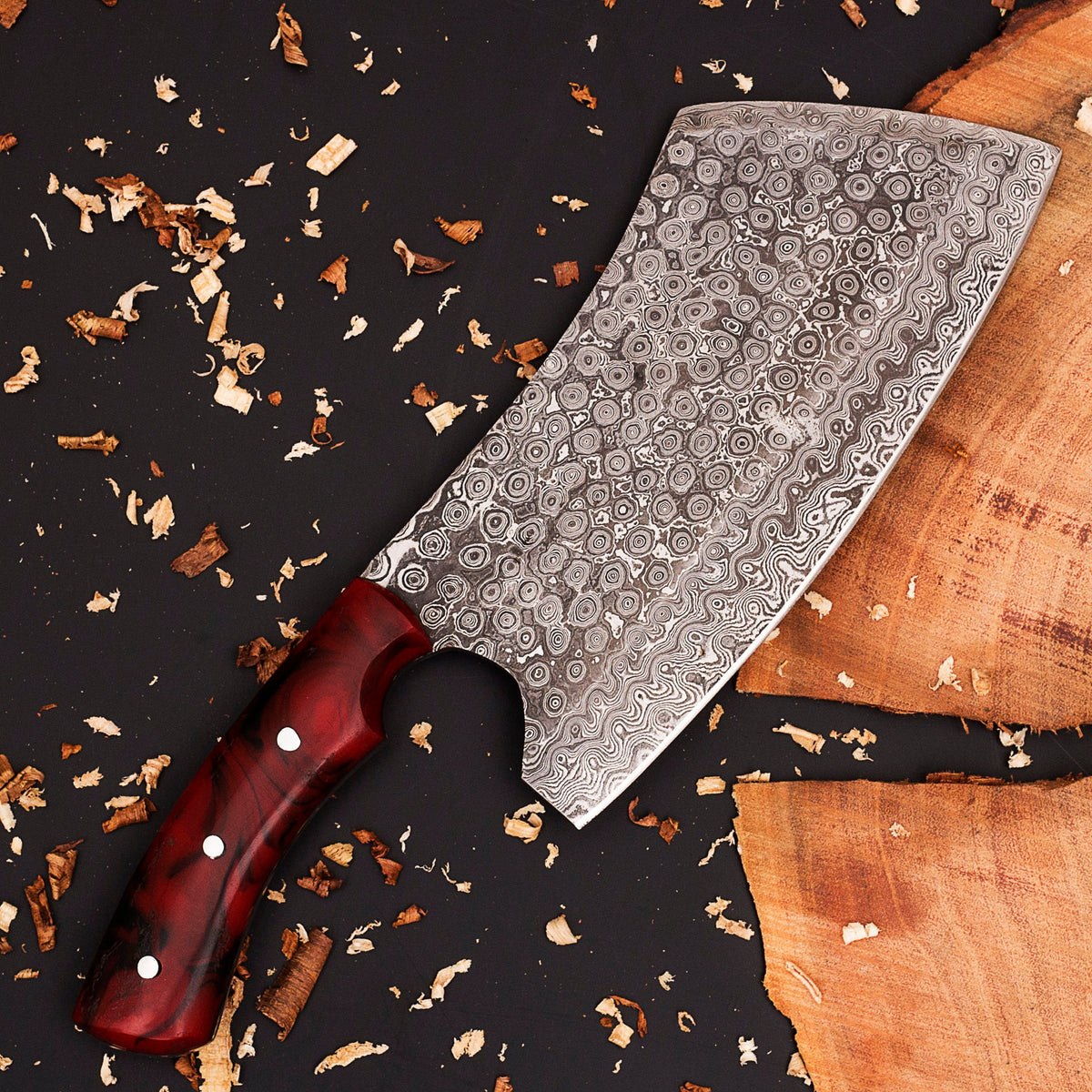 Blade Smith - Hand Forged Raindrop Pattern Cleaver